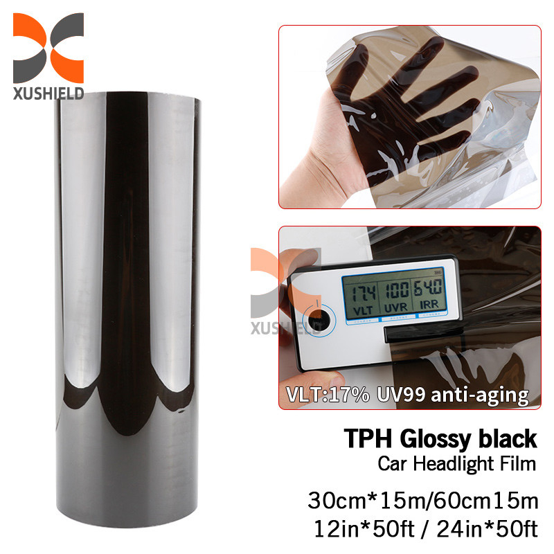 XUSHIELD TPH de haute qualité TPU phare de voiture Tint Film Lumière Noir Fumeur Noir Queue Lumière phare Tint Film