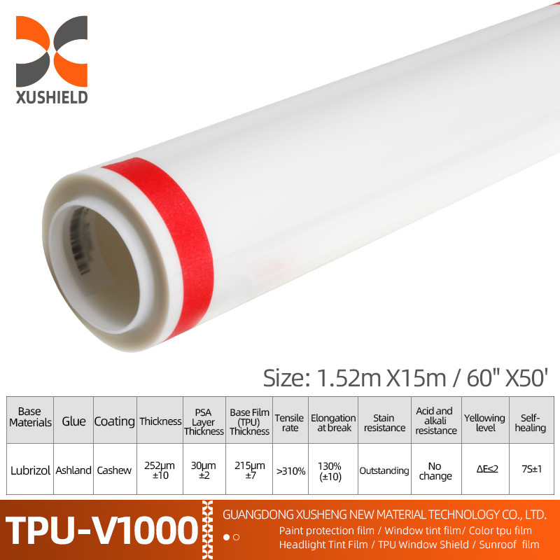 XUSHIELD 1.52*15m 10mil TPU transparent PPF Peinture de protection de carrosserie de voiture Film vinyle pour la protection de la surface de la voiture