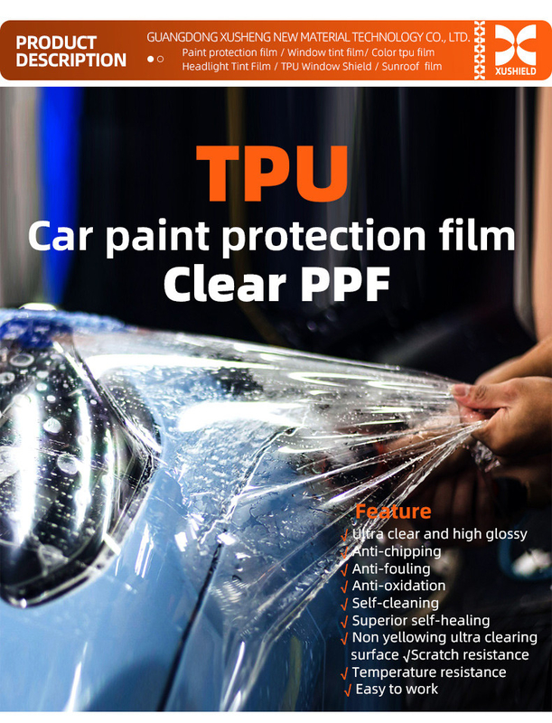 Tpu 1,52m*15m Film de protection de peinture Ppf transparent pour voiture