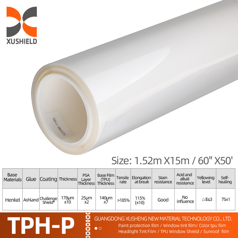 TPH 1,52*15M Ruloir à haute brillance CLEAR Transparent Adhésif Peinture de protection de carrosserie Ppf Film Tph