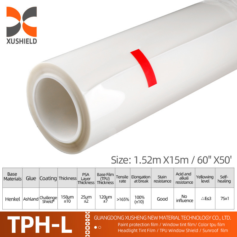 TPH 1,52*15M Ruloir à haute brillance CLEAR Transparent Adhésif Peinture de protection de carrosserie Ppf Film Tph