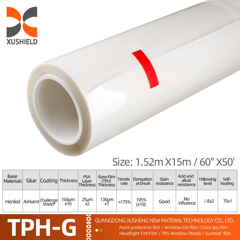 TPH 1,52*15M Ruloir à haute brillance CLEAR Transparent Adhésif Peinture de protection de carrosserie Ppf Film Tph