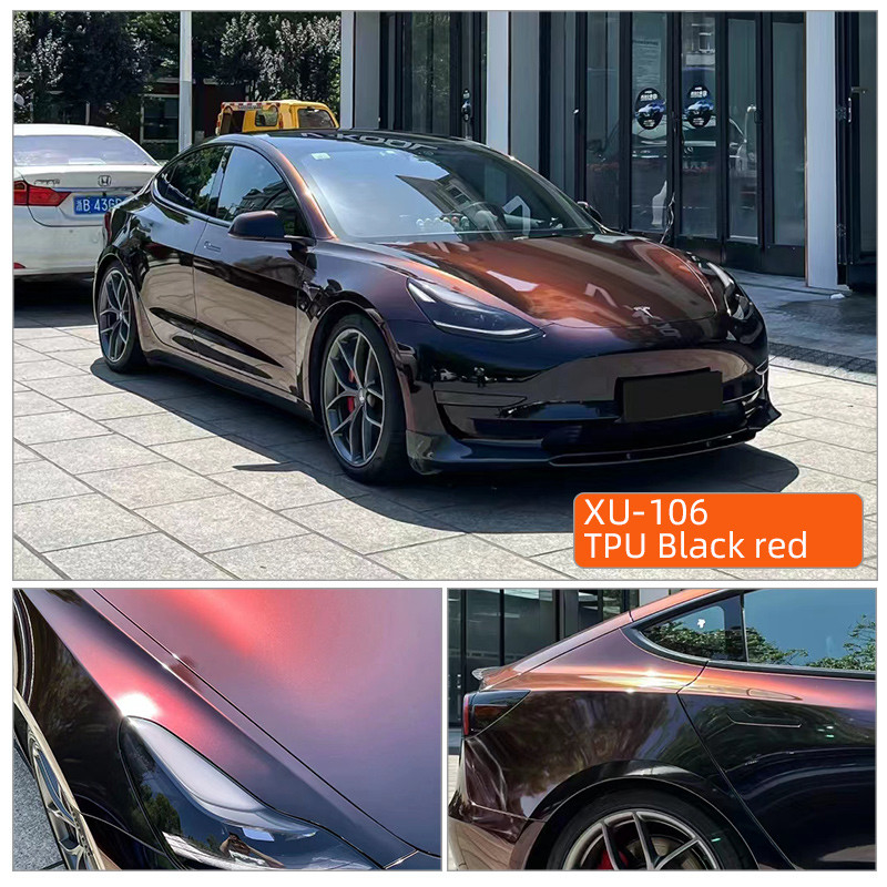 TPU Noir rouge 5 ans de garantie réparation thermique Gloss anti rayures non jaunissant Enveloppe de voiture TPU TPH PPF film de protection de peinture