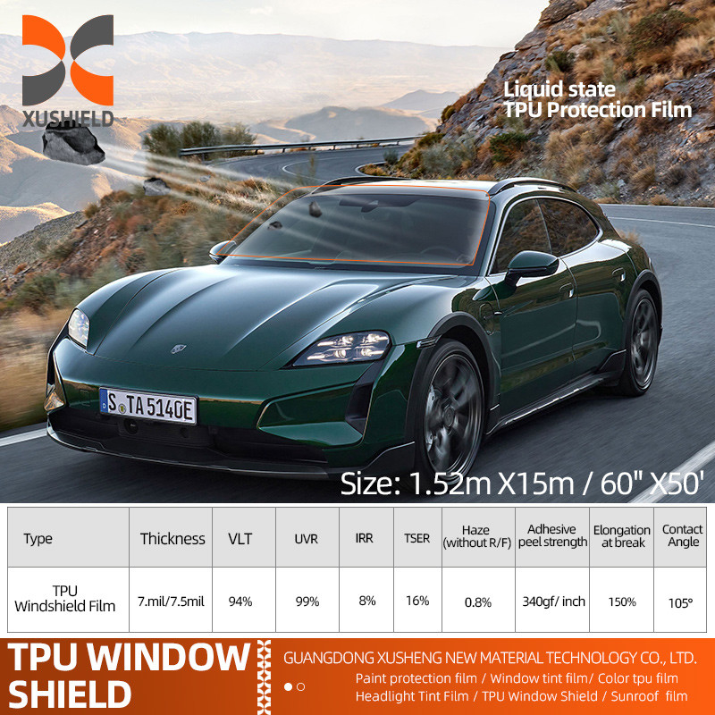 TPU Anti rayures UV Protection du pare-brise de voiture Film de protection du pare-brise de voiture à l'épreuve du sable 7.5mil Film