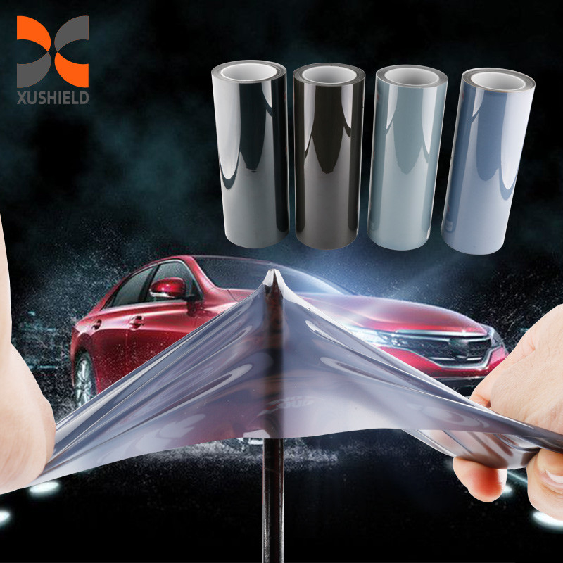 PPF noir fumé 7.5mil Auto-réparation TPU film de teinture de phare anti petites rayures Protéger TPU film de teinture de lampe de voiture