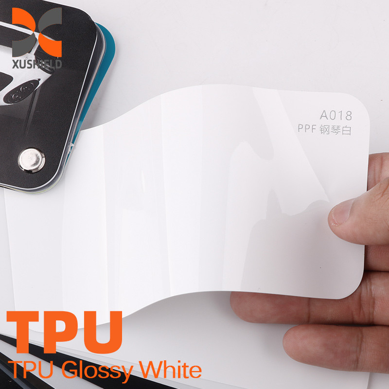 1.52x15m TPU Blanc brillant Vinyle à air bouillonnant sans emballage Brillant gris ciel Protection de peinture Smart Tint PPF Couleur de voiture Film changeant de couleur TPU tph couleur PPF